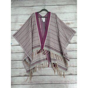 Shyanne Western Fringed Shawl Women's One Size Pink/Gray/Beige‎ Striped